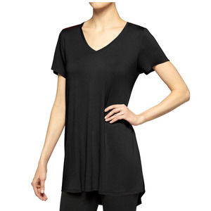 HUE Short Sleeve Hi-Lo Legging Tee - Black Small, 96% Rayon 4% Spandex, Tagless